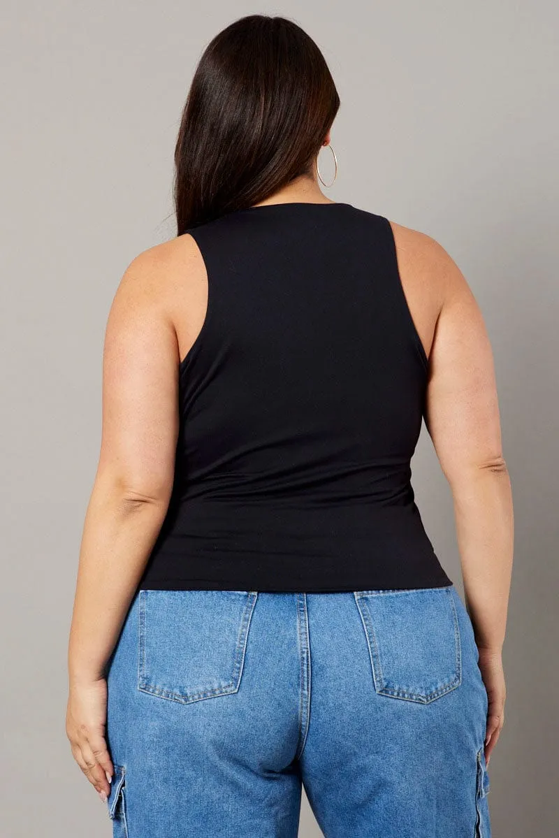 Earth Fit AntiClingFabric Black Tank Top Sleeveless Crew Neck Supersoft