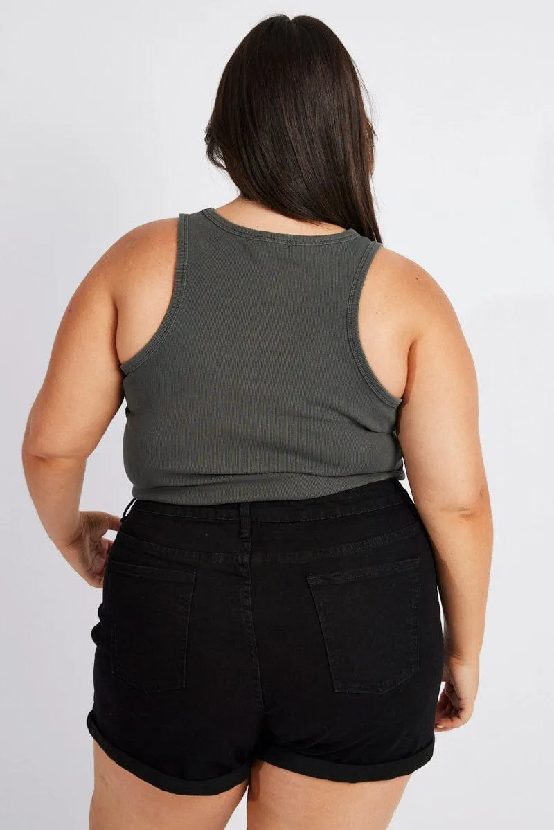 Grey Graphic Tank Top Crew Neck Game Core Harbor Style