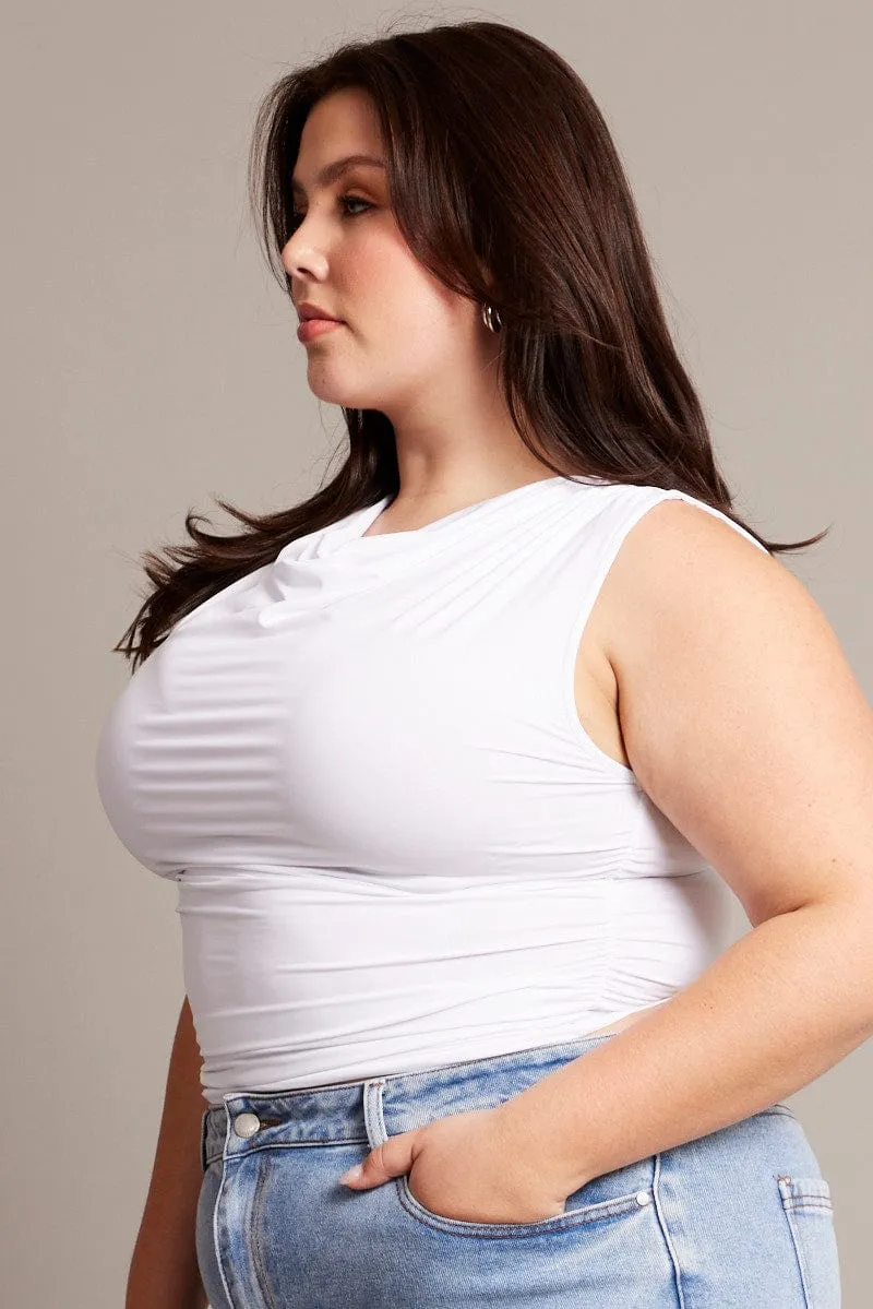 Stylish accessories White Tank Top Cowl Neck