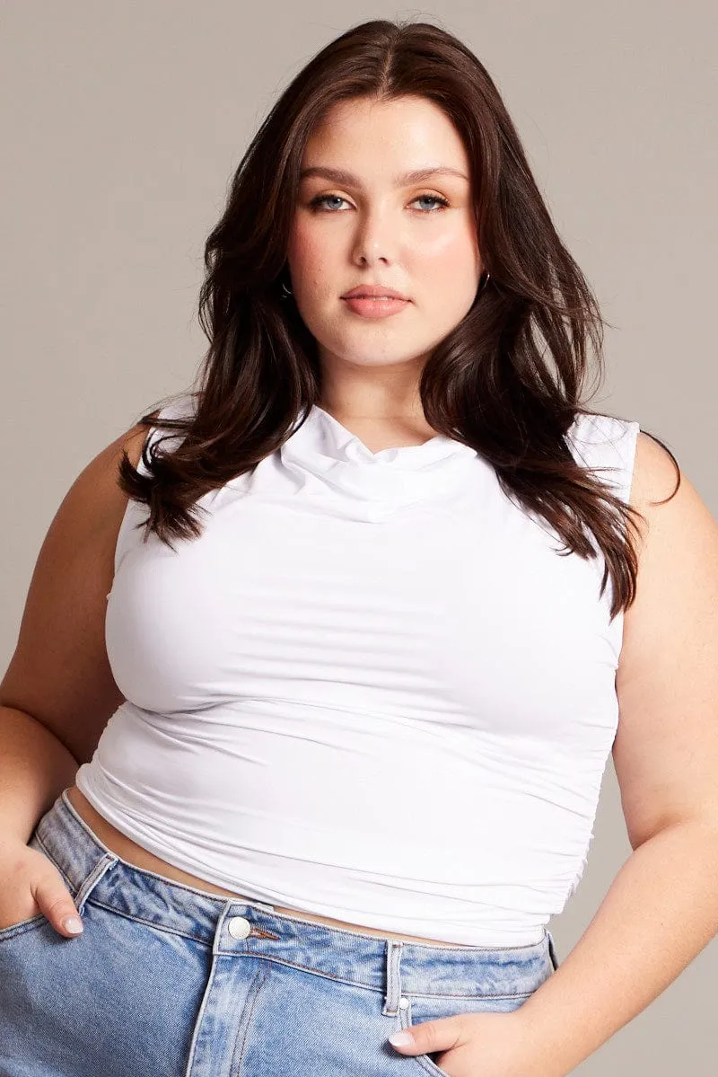White Tank Top Cowl Neck french chic