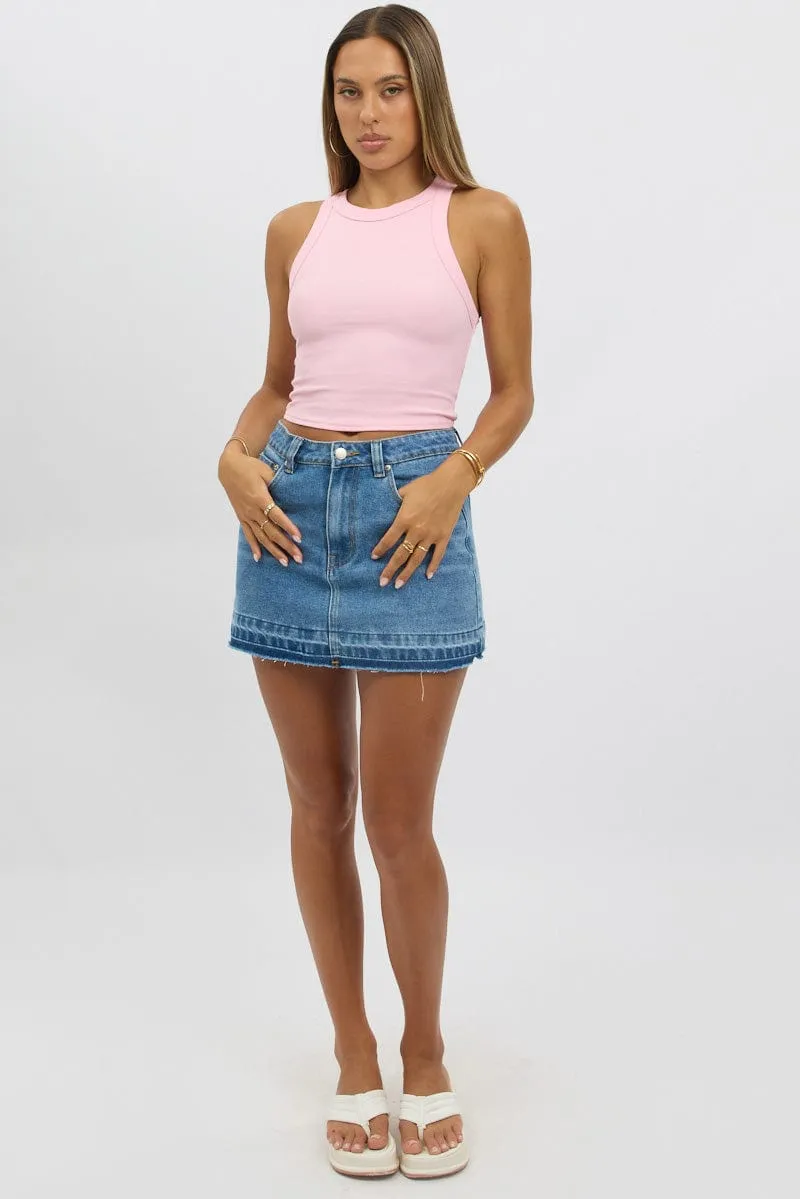 Pink Tank Top Rib Reinforced Stress Points