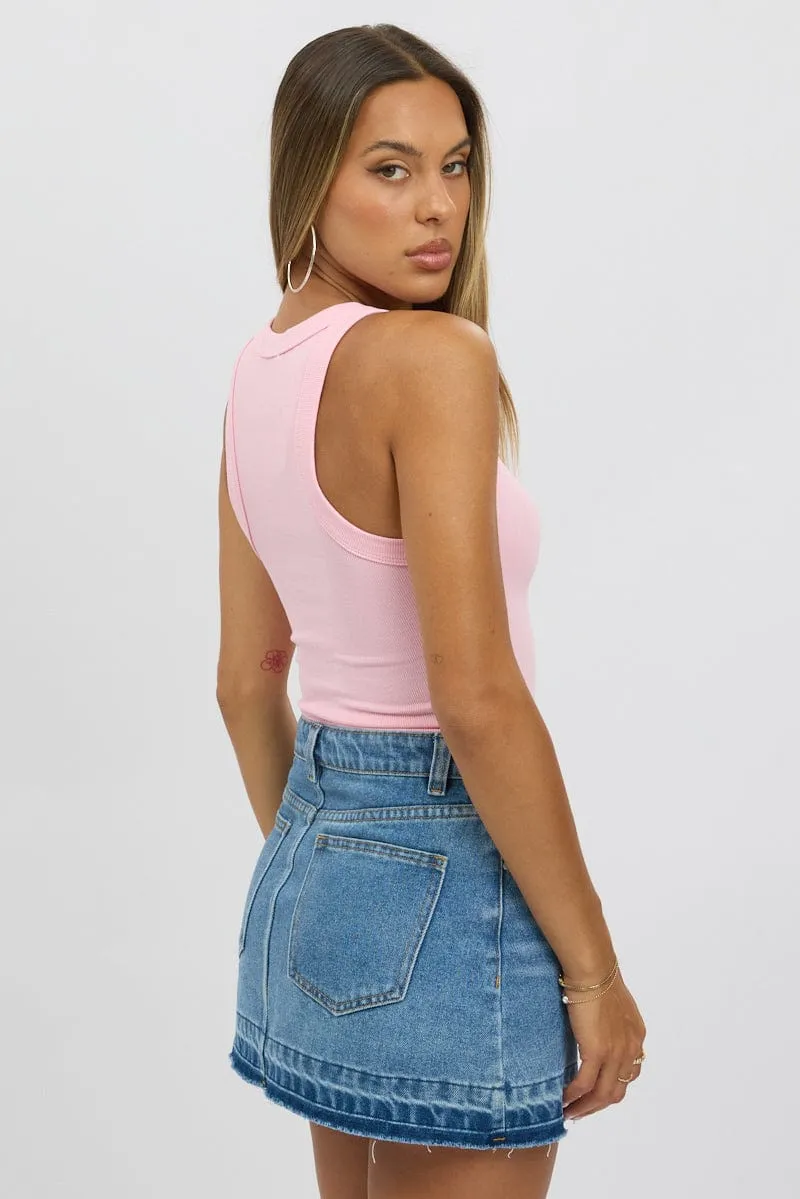 Pink Tank Top Rib Ski Core