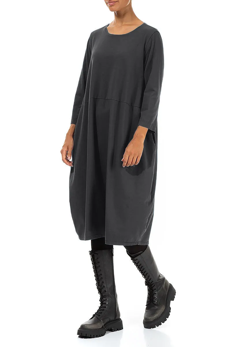 Balloon Graphite Cotton Dress Mature Charm