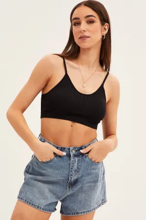 Black Top Sleeveless Seamless ElasticCuffDesign