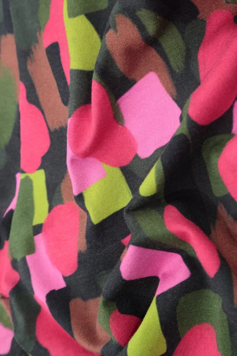 Balloon Paint Mosaic Cotton Dress WrinkleFree Fabric SheerLayeredPanels