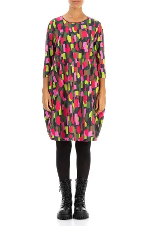 Comfortable Coat Street Style Balloon Paint Mosaic Cotton Dress