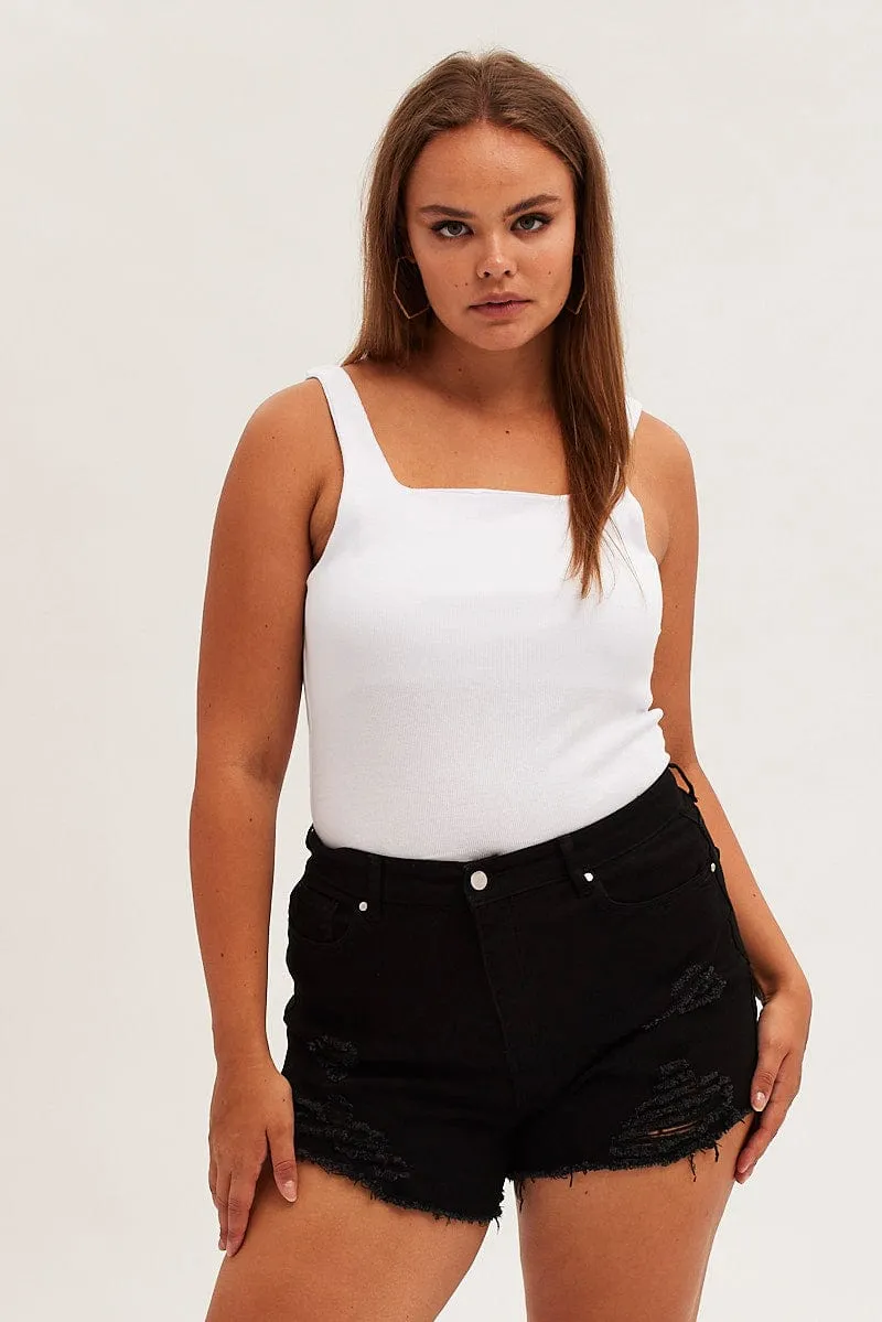 NonSlipGrip Black Skinny Denim Shorts Mid Rise