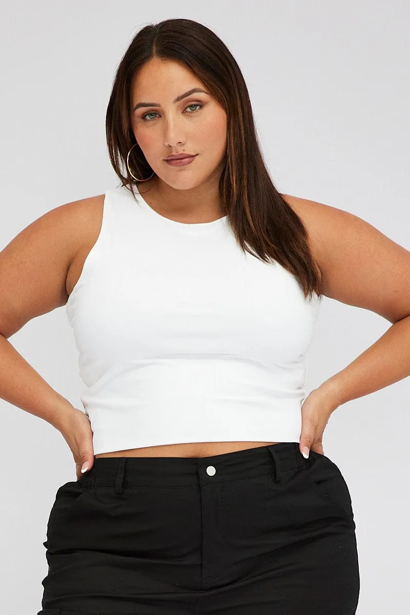 White Tank Top Crew Neck Supersoft Active Apparel
