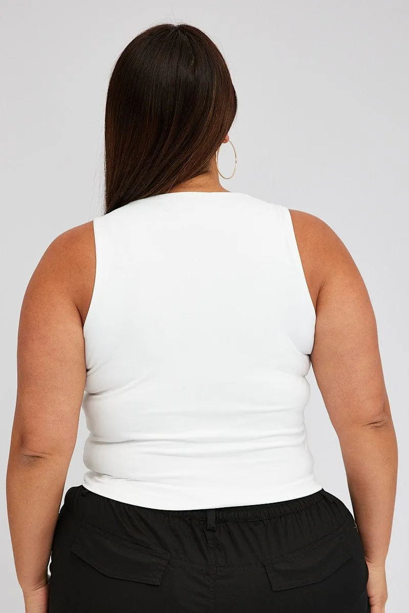 White Tank Top Crew Neck Supersoft Translucent Soul Basic Wardrobe