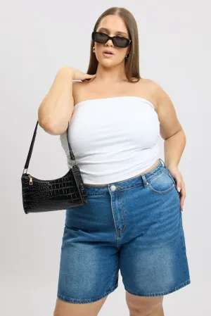 Heart Glow Clear Glow Denim Jort Shorts High Rise