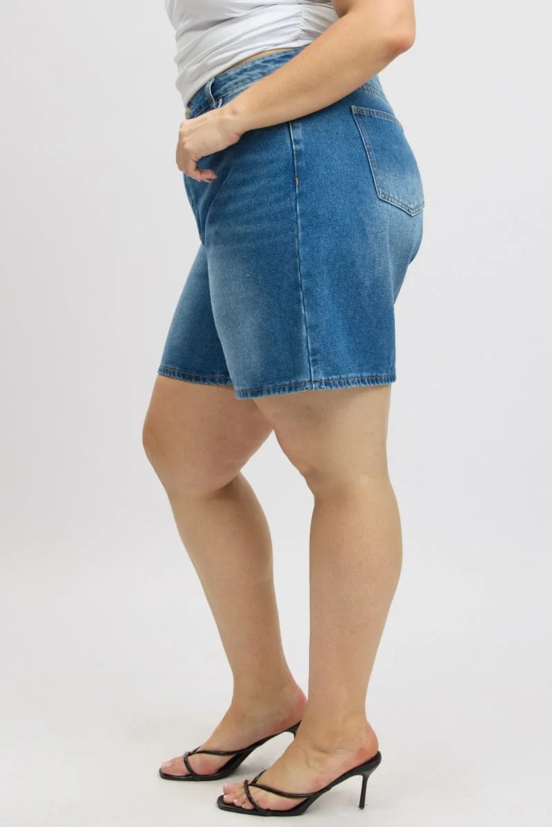 Denim Jort Shorts High Rise Soft Motion VersatileCuff