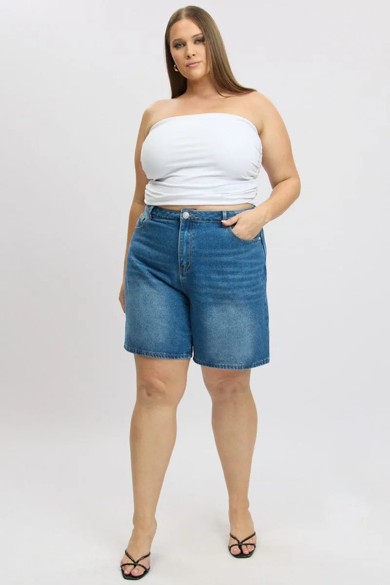Denim Jort Shorts High Rise VentilatedMesh