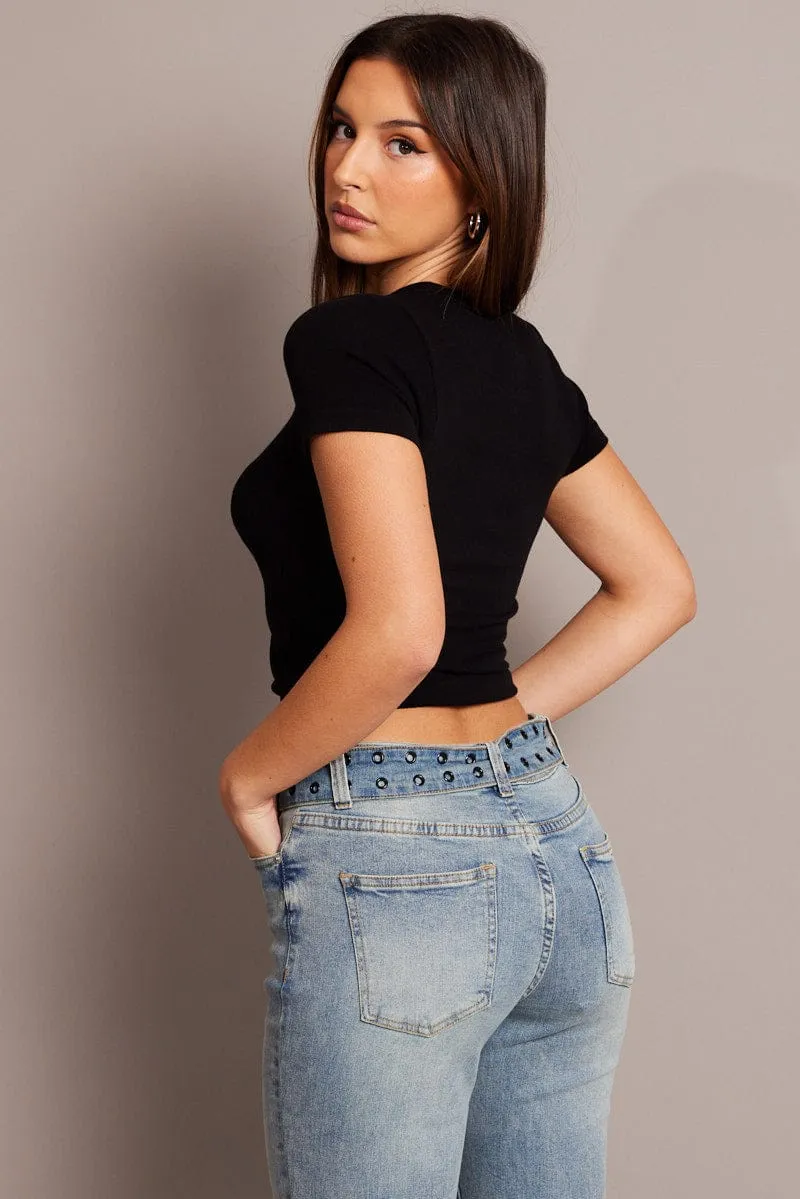 Street Style Warm Pullover Black T Shirt Short Sleeve Crew Neck Seamless