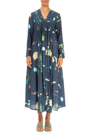 Road Look Travel Light Front Tucks FairyTale Print Silk Bamboo Dress