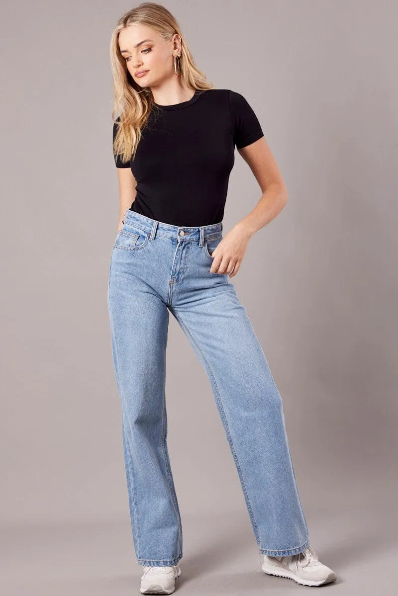 FlexibleMaterial Black Bodysuit Short Sleeve Crew Neck Seamless