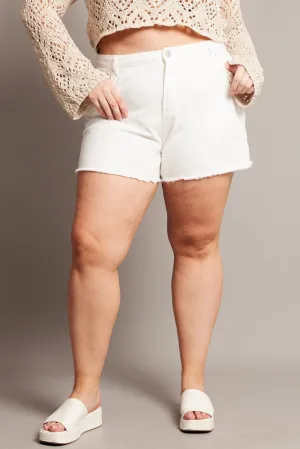White Relaxed Shorts High Rise Stylish Protection