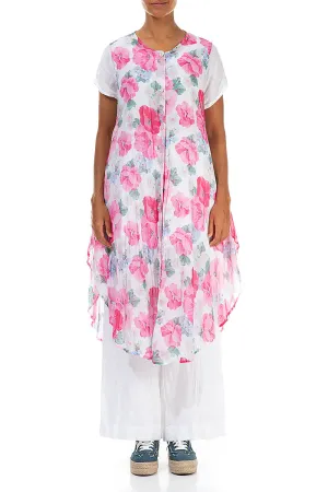 Street Sport Buttoned Peony Blossom Cotton Tunic Vest