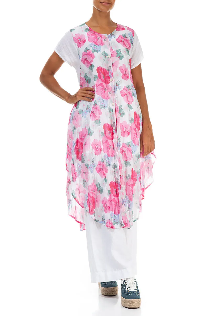 Wave Core New Yorker Buttoned Peony Blossom Cotton Tunic Vest
