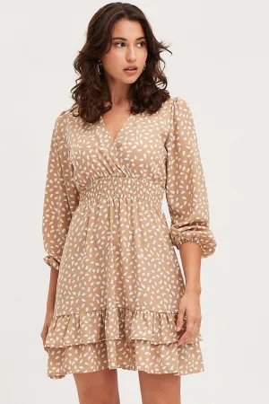 Wind Glow ThermalRegulating Layer Geo Print Skater Dress Long Sleeve Mini