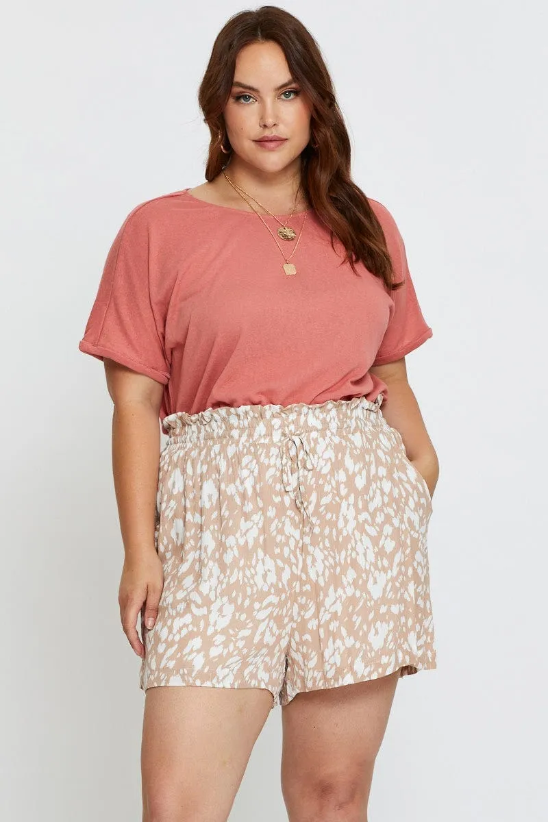 Animal Print Shorts High Rise Elastic Waist Fashion Dress QuickRelease Fasteners