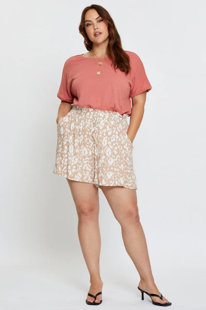 Animal Print Shorts High Rise Elastic Waist Love Energy
