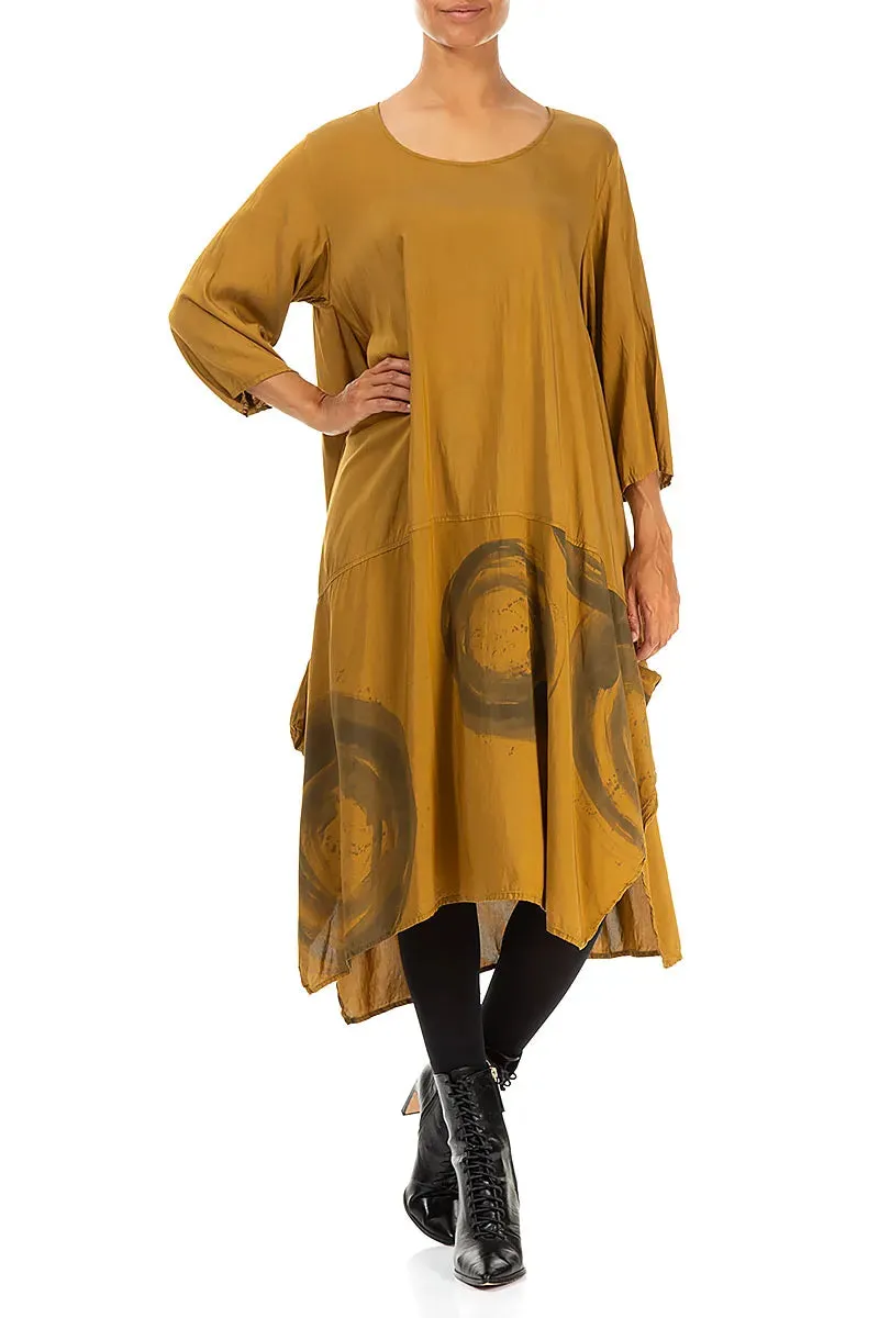 Asymmetric Mustard Silk Bamboo Dress Charm Core TearResistant Fabric