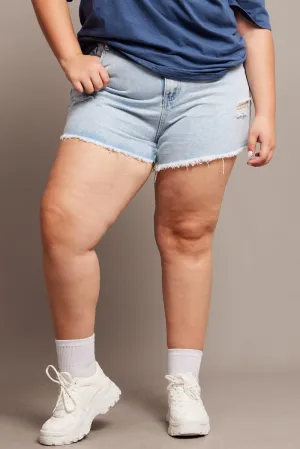 HypoallergenicMaterial Denim Relaxed Shorts High Rise