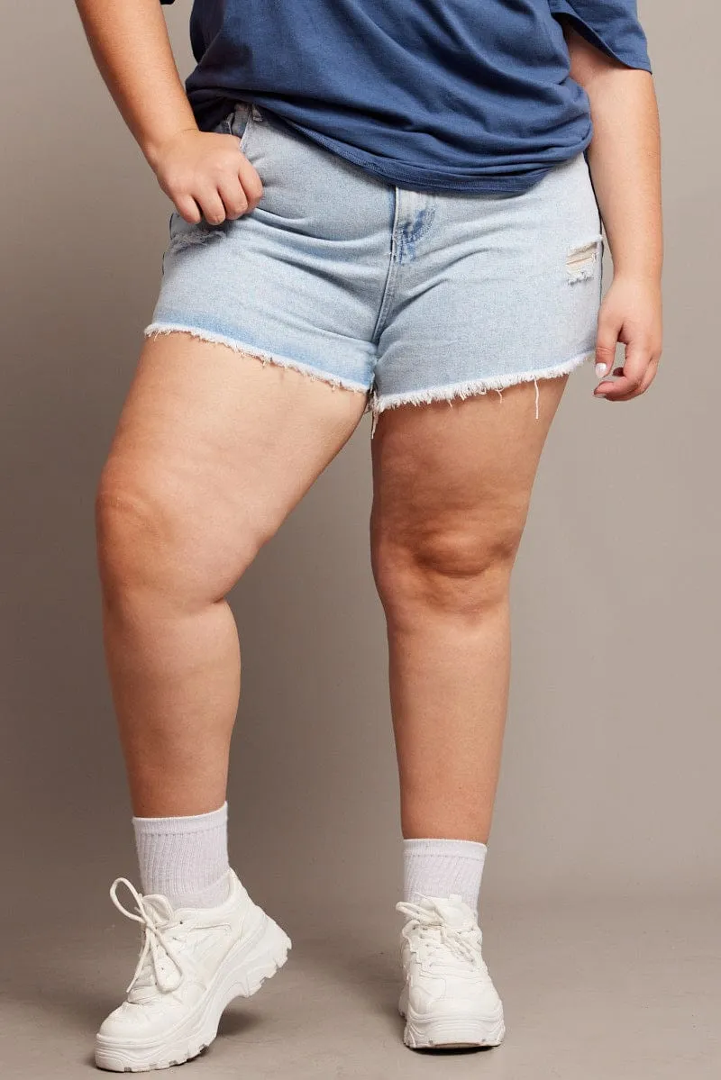 HypoallergenicMaterial Denim Relaxed Shorts High Rise
