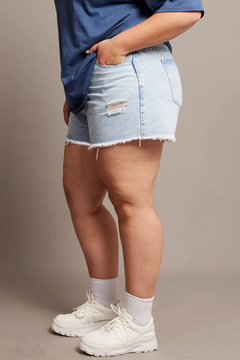 Denim Relaxed Shorts High Rise DurableSeams Sleek Style
