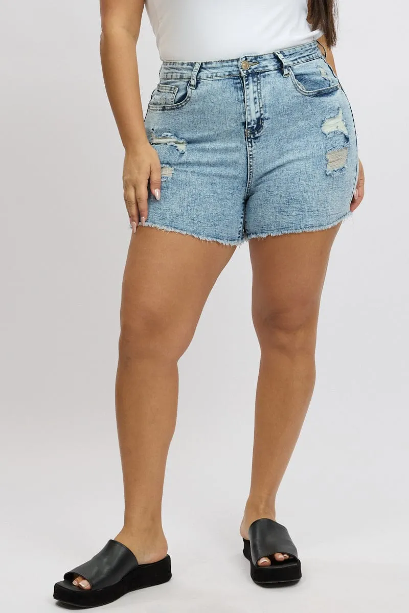 Denim Skinny Shorts High Rise Harbor Style