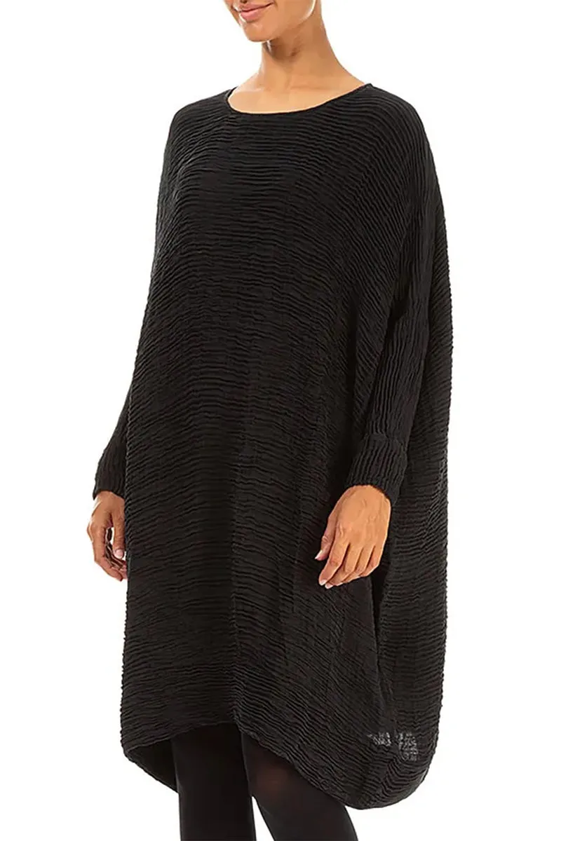 Breathable Lamination Wide Black Pliss?? Silk Kaftan Dress