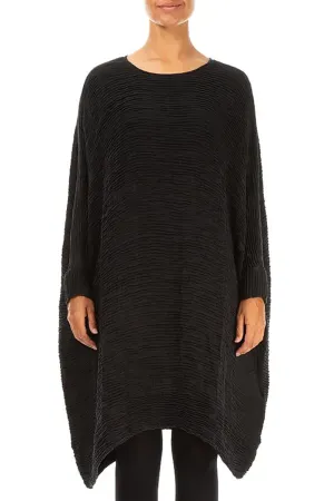 Wide Black Pliss?? Silk Kaftan Dress CompactWeave