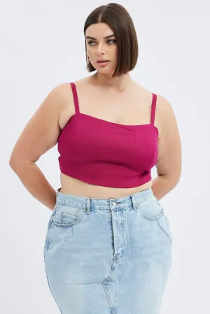 Purple Corset Top Sleeveless Crop Relaxed Fashion MinimalistStyle