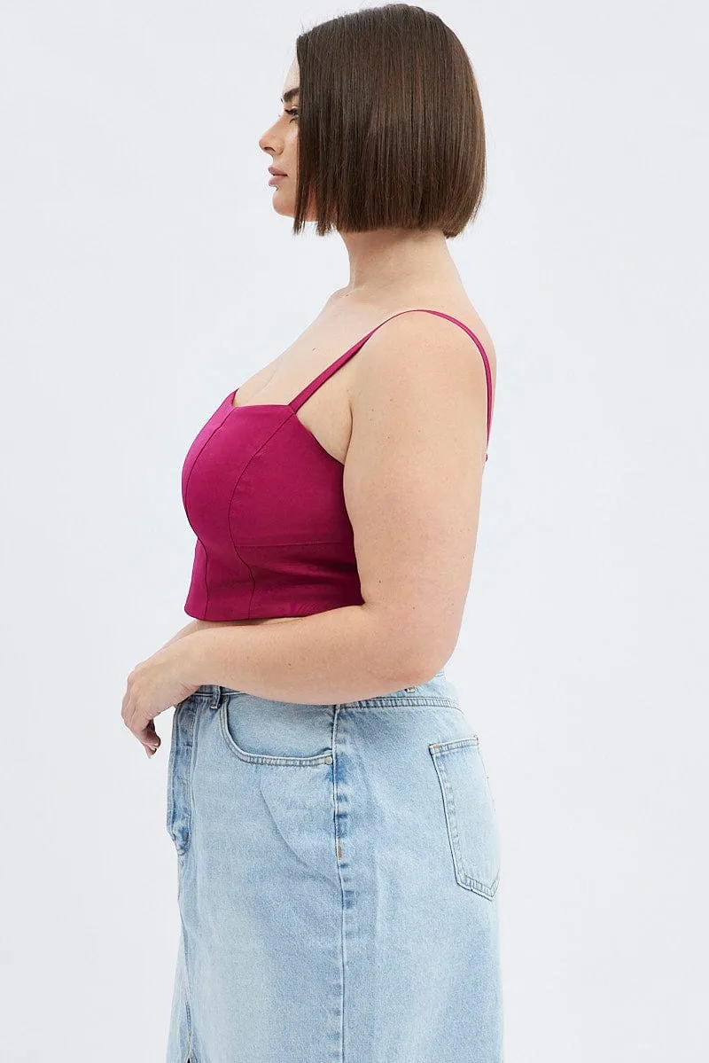 Simple Style Air Move Purple Corset Top Sleeveless Crop