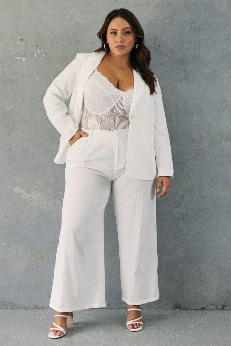 AllDayComfort White Wide Leg Pants Pleat Front