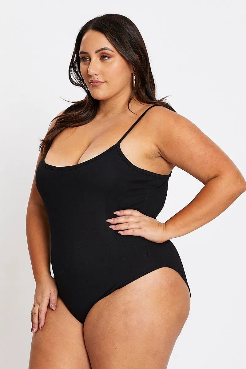 Black Sleeveless Black Strappy Bodysuit Heart Glow Global Cool