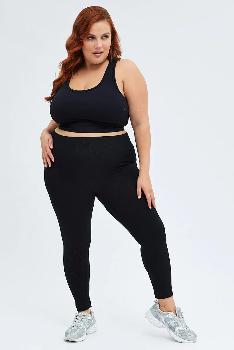 Lounge Wear SeamlessFit Black Crop Tank Top Seamless Activewear