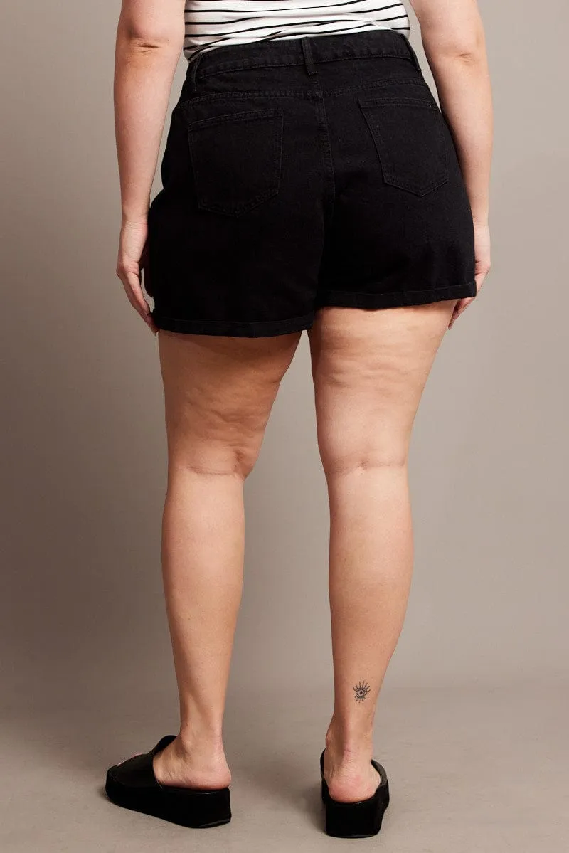 Lake Mood Student Cool Black Mom Shorts High Rise