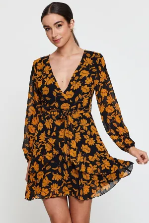 Print Mini Dress Long Sleeve Evening City Cool City Star