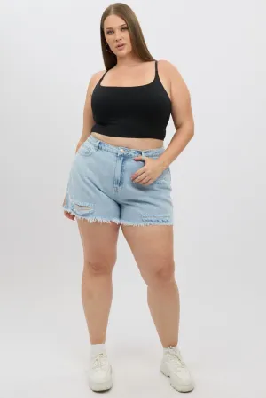 Denim Relaxed Shorts High Rise Dynamic Glow