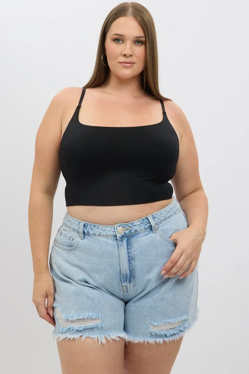 Denim Relaxed Shorts High Rise All-Season Wear FlexSeamTechnology