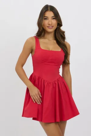 Chic Accessory Red Fit And Flare Dress Mini