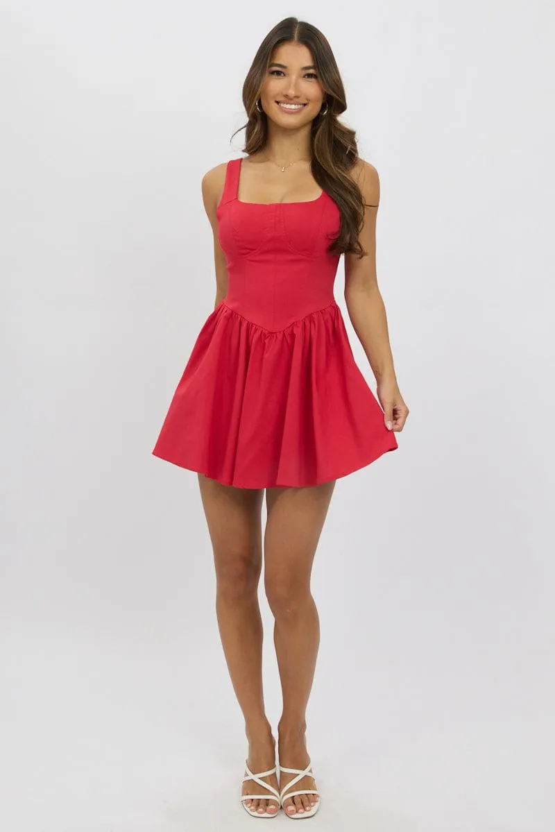 Foldable Design Loud Edge Red Fit And Flare Dress Mini