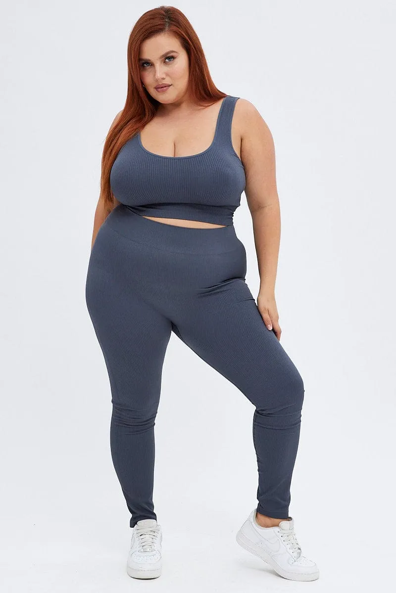Grey Crop Tank Top Seamless smooth zipper