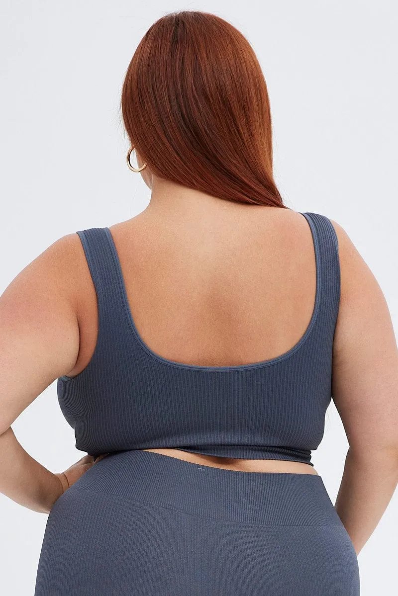 AbrasionResistant Relax Vibe Grey Crop Tank Top Seamless