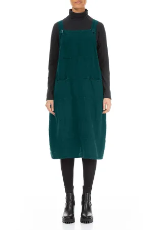 Power Vibe Peacock Linen Dungaree Dress