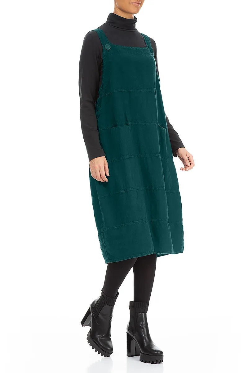 Peacock Linen Dungaree Dress Thermal regulation Vacation Mood