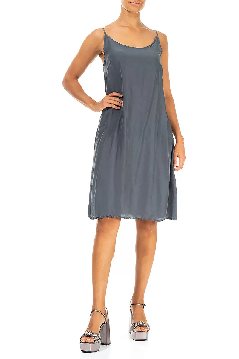 HypoallergenicFabric CompressionEnhanced Fit Strappy Graphite Pure Silk Dress