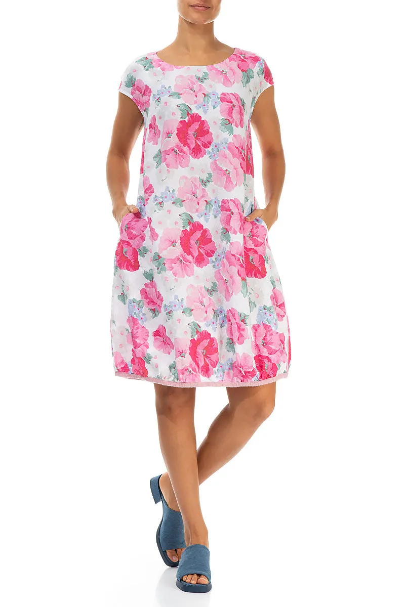 Relaxed Outfit Midi Balloon Peony Blossom Linen Dress