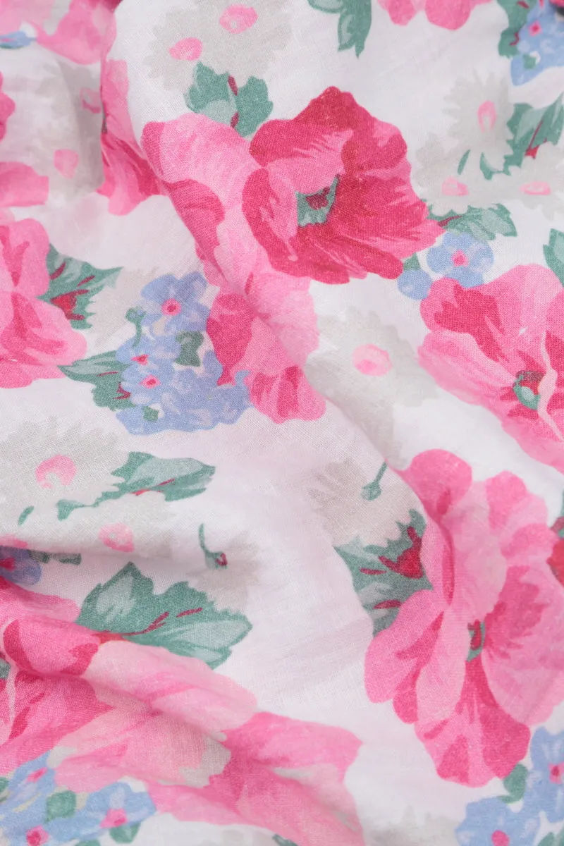 casual sneakers ThermalRegulating Fabric Midi Balloon Peony Blossom Linen Dress